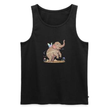 Éléphant joyeux aux ailes de fée - Débardeur bio Premium Homme - noir - Devant - Michal (187cm)