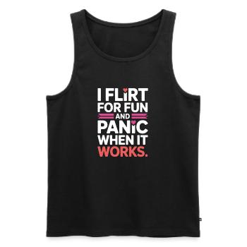 I Flirt For Fun Panic When It Works Flirten Single - Men's Premium Organic Tank Top - black - Front - Michal (187cm)