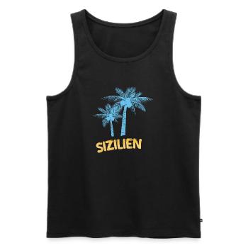 Sizilien als Palmen - Männer Premium Bio Tank Top - Schwarz - Vorne - Michal (187cm)
