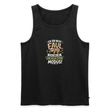 Ich bin nicht faul – Energiesparmodus Faultier - Männer Premium Bio Tank Top - Schwarz - Vorne - AI Model Male 178 light (178cm)