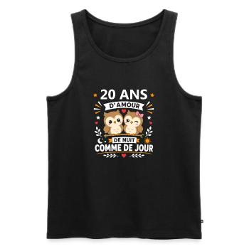 20 Ans d'Amour : Nuit et Jour - Débardeur bio Premium Homme - noir - Devant - Michal (187cm)