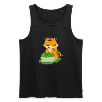 tigre mignon - Débardeur bio Premium Homme - noir - Devant - Michal (187cm)
