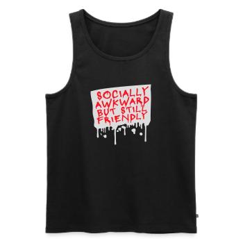 Socially Awkward But Still Friendly Funny Saying - Men's Premium Organic Tank Top - black - Front - Michal (187cm)