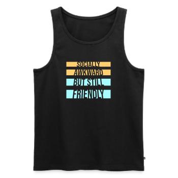 Diction socialement maladroite mais quand même amicale - Débardeur bio Premium Homme - noir - Devant - Michal (187cm)