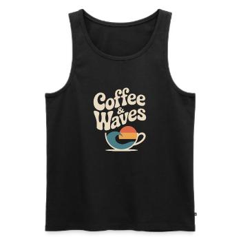 Coffee Waves Surfing Coffee & Waves Surfer Beach - Men's Premium Organic Tank Top - black - Front - Michal (187cm)