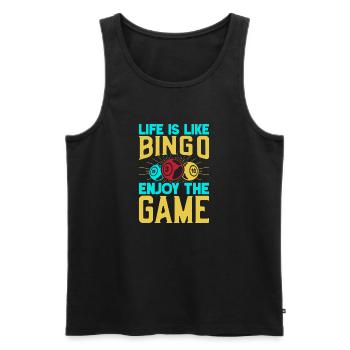 Bingo Jeu Profitez du jeu Bingo - Débardeur bio Premium Homme - noir - Devant - Michal (187cm)