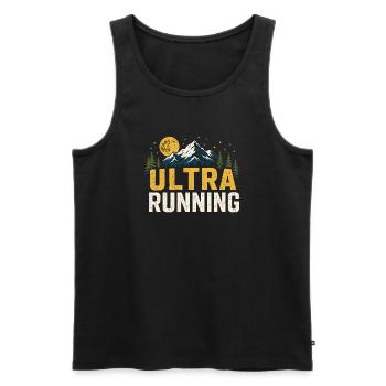 Typographie des montagnes Ultra Running Moonlit - Débardeur bio Premium Homme - noir - Devant - Michal (187cm)