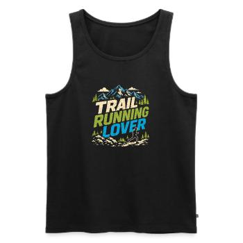Trail Running Lover Mountain Forest Graphic - Men's Premium Organic Tank Top - black - Front - Michal (187cm)