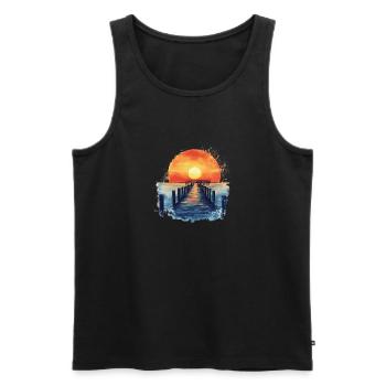 Sunset over the pier - Men's Premium Organic Tank Top - black - Front - AI Model Male 178 light (178cm)