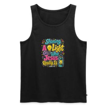 Shining Light Jesus VBS John 8:12 - Men's Premium Organic Tank Top - black - Front - Michal (187cm)