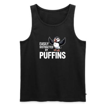 Easily Distracted By Puffins Lustiger - Men's Premium Organic Tank Top - black - Front - Michal (187cm)