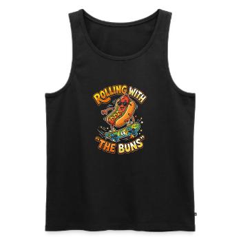 Rolling with the Buns Skateboard Hotdog Sarskasmus - Men's Premium Organic Tank Top - black - Front - Michal (187cm)