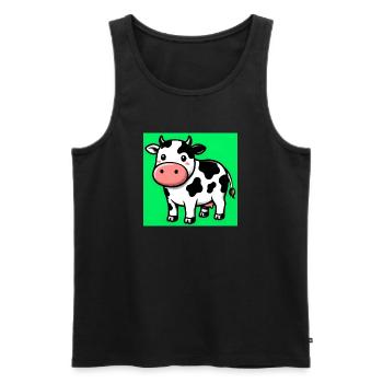Kuh - Männer Premium Bio Tank Top - Schwarz - Vorne - Michal (187cm)