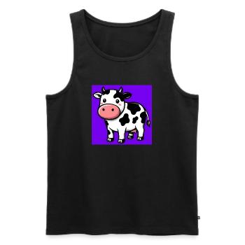 Kuh - Männer Premium Bio Tank Top - Schwarz - Vorne - Michal (187cm)