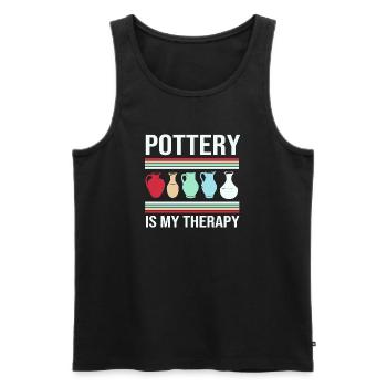 pottery - Men's Premium Organic Tank Top - black - Front - Michal (187cm)