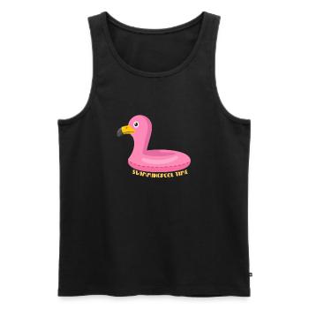 Flamingo Bouée Rose Piscine - Débardeur bio Premium Homme - noir - Devant - Michal (187cm)