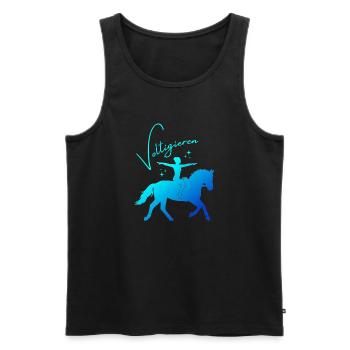Voltigieren Grundsitz – Sport Outfit für Voltigier - Männer Premium Bio Tank Top - Schwarz - Vorne - Michal (187cm)