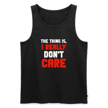 Es ist mir egal, Zitat - Männer Premium Bio Tank Top - Schwarz - Vorne - Michal (187cm)