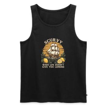 Vie de scorbut : pas de citrons Humour de pirate - Débardeur bio Premium Homme - noir - Devant - Michal (187cm)