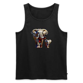 Éléphants - Débardeur bio Premium Homme - noir - Devant - Michal (187cm)