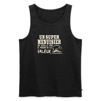 T-shirt Humour Menuisier Cadeau Original - Débardeur bio Premium Homme - noir - Devant - Michal (187cm)