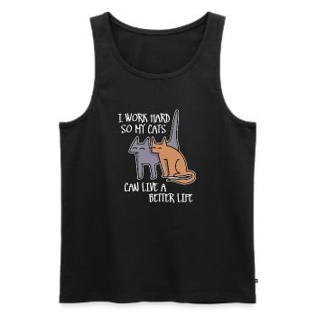 Ich arbeite hart, damit meine Katzen ein besseres Leben führen können - Männer Premium Bio Tank Top - Schwarz - Vorne - Michal (187cm)