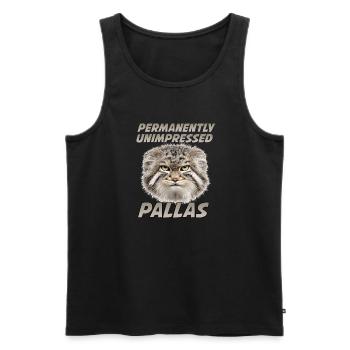 Pallas Cat Manul Coffee Motif | Grumpy Wildcat - Men's Premium Organic Tank Top - black - Front - Michal (187cm)