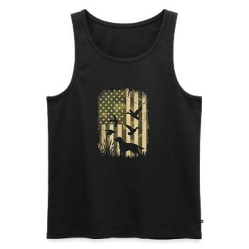 Chien Silhouette du drapeau des États-Unis - Débardeur bio Premium Homme - noir - Devant - Michal (187cm)