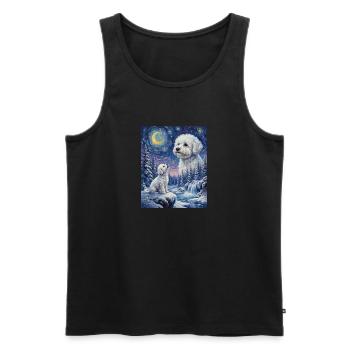 Hurlant à la Lune Mème Chien Bichon Frisé - Débardeur bio Premium Homme - noir - Devant - Michal (187cm)
