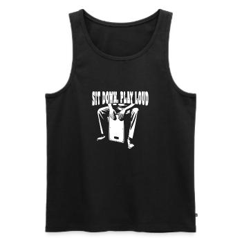 Cajun - Sit Down Play Loud Percussion Groove - Men's Premium Organic Tank Top - black - Front - Michal (187cm)