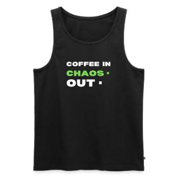 Kaffee im Chaos. Ende - Männer Premium Bio Tank Top - Schwarz - Vorne - Michal (187cm)