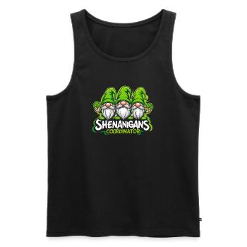 Coordinateur des Manigances Gnome de jardin - Débardeur bio Premium Homme - noir - Devant - Michal (187cm)