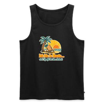Rente am Strand Spruch - Männer Premium Bio Tank Top - Schwarz - Vorne - Michal (187cm)