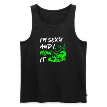 I_Am_Sexy_And_I_Mow_It - Männer Premium Bio Tank Top - Schwarz - Vorne - Michal (187cm)