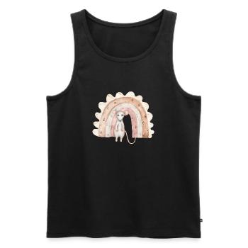 Aquarell Maus vor Boho-Regenbogen - Männer Premium Bio Tank Top - Schwarz - Vorne - Michal (187cm)