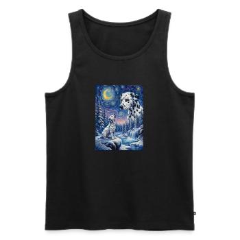 Howling to the Moon Meme Dog Dalmatian - Men's Premium Organic Tank Top - black - Front - Michal (187cm)