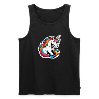 Helles Regenbogen-Einhorn - Männer Premium Bio Tank Top - Schwarz - Vorne - Michal (187cm)