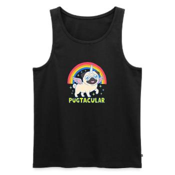 Pugicorne Kawaii Mignon Licorne Carlin Arc-en-ciel - Débardeur bio Premium Homme - noir - Devant - Michal (187cm)