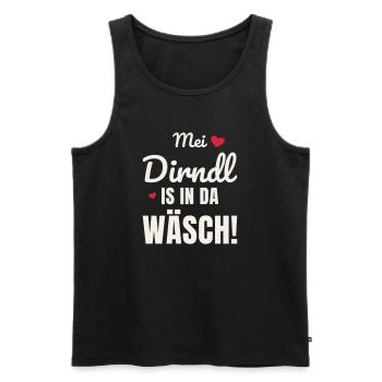 Mei Dirndl is in da Wäsch - Volksfest Madl Spruch - Männer Premium Bio Tank Top - Schwarz - Vorne - Michal (187cm)