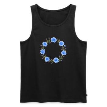(Extraordinary) chicory wreath flower motif - Men's Premium Organic Tank Top - black - Front - Michal (187cm)