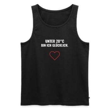 Unter 20°C bin ich glücklich. - Männer Premium Bio Tank Top - Schwarz - Vorne - Michal (187cm)
