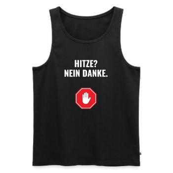 Hitze? Nein danke. - Männer Premium Bio Tank Top - Schwarz - Vorne - Michal (187cm)