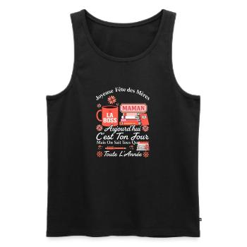 Maman Patronne Fête des Mères Cadeau - Débardeur bio Premium Homme - noir - Devant - Michal (187cm)