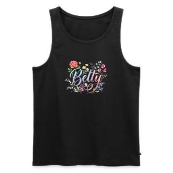 Blumenkranz Schriftzug Beauty Betty  - Männer Premium Bio Tank Top - Schwarz - Vorne - Michal (187cm)