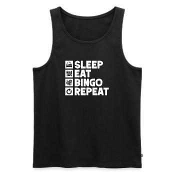 Bingo Joueur de Bingo Sleep, Mange, Répétition, Bingo - Débardeur bio Premium Homme - noir - Devant - Michal (187cm)