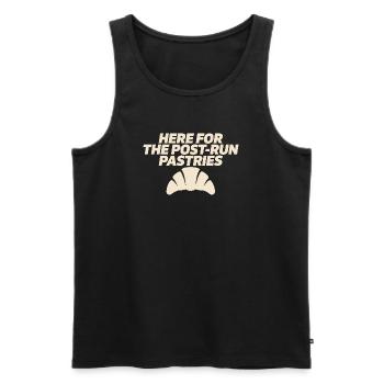 Ici pour le badge du club de course post-run Pastries - Débardeur bio Premium Homme - noir - Devant - Michal (187cm)