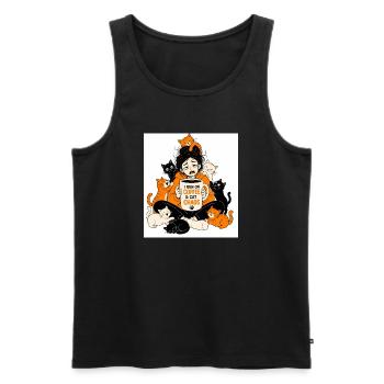 Katzenmama-Kaffee-Überleben - Männer Premium Bio Tank Top - Schwarz - Vorne - Michal (187cm)