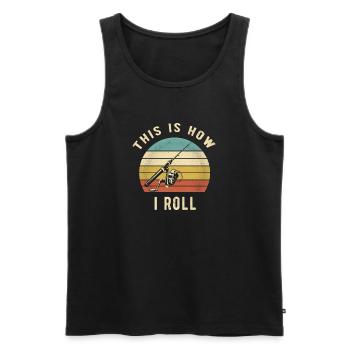 Voici comment je roule : Cadeau drôle de pêche rétro pour amateurs - Débardeur bio Premium Homme - noir - Devant - Michal (187cm)