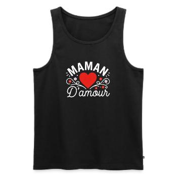 Maman D'amour Coeur Floral Cadeau Fête des Mères - Débardeur bio Premium Homme - noir - Devant - Michal (187cm)