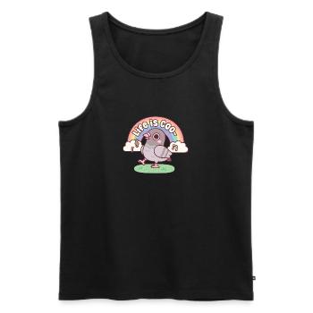 Niedliche Taube und Regenbogenleben ist Coo Wortspiel - Männer Premium Bio Tank Top - Schwarz - Vorne - Michal (187cm)